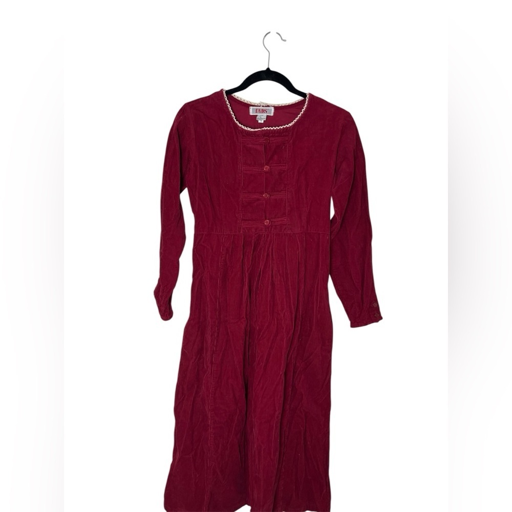 Fads Corduroy Maxi Dress in Deep Red 100% Cotton
